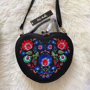 NWT Pink Haley Carter Heart Crossbody Bag, Black
